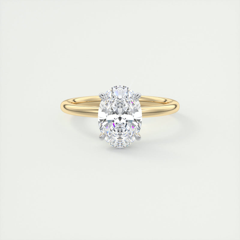 2CT Oval Cut Moissanite Solitaire Two Tone Engagement Ring