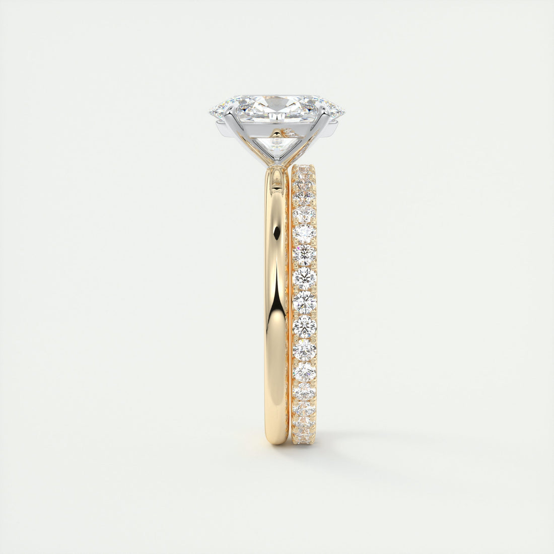 2CT Oval Cut Moissanite Solitaire Two Tone Engagement Ring