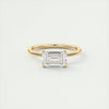 2CT East West Emerald Cut Moissanite Solitaire Engagement Ring