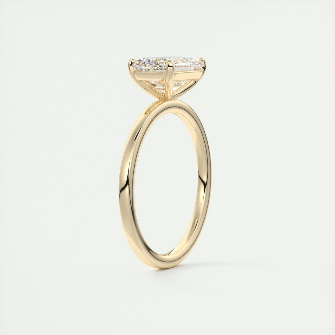 2CT East West Emerald Cut Moissanite Solitaire Engagement Ring