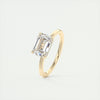 2CT East West Emerald Cut Moissanite Solitaire Engagement Ring