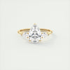 2CT Pear Cut Moissanite 3 Stones Engagement Ring