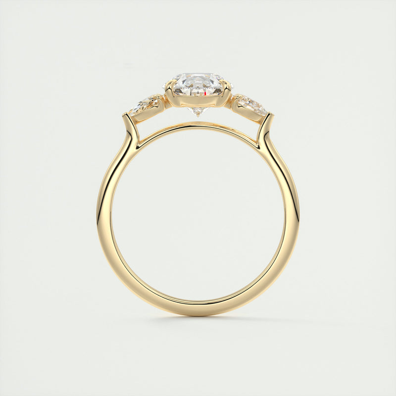 2CT Pear Cut Moissanite 3 Stones Engagement Ring