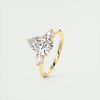 2CT Pear Cut Moissanite 3 Stones Engagement Ring