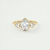 2.55 CT Pear Moissanite Bezel 3 Stones Diamond Engagement Ring