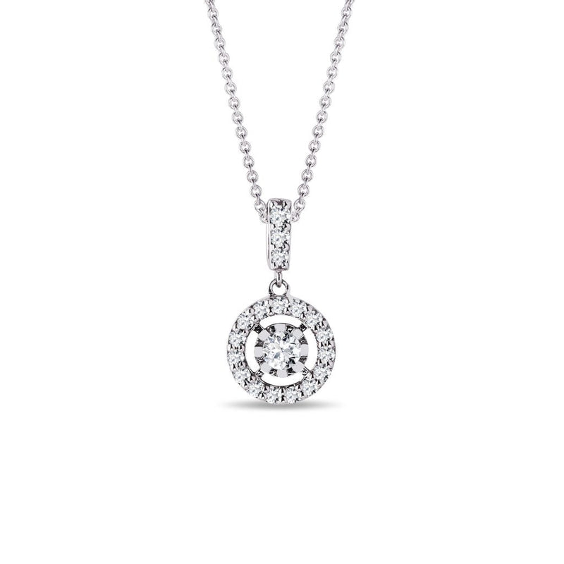 0.34 TCW Round Moissanite Diamond Halo Pendent Necklace
