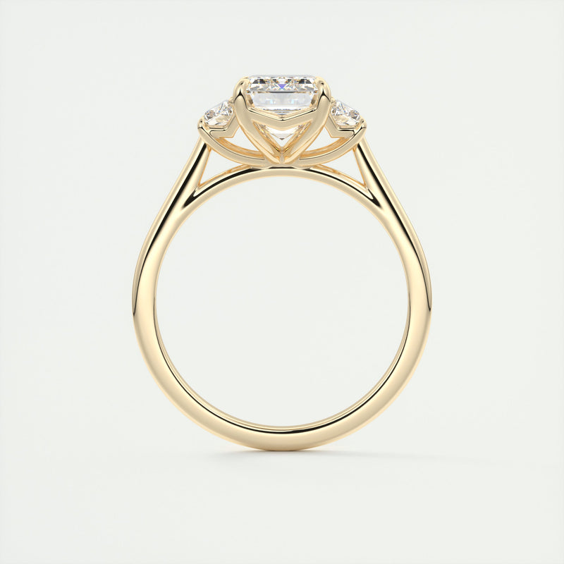 2.0CT Emerald Cut Moissanite 3 Stone Engagement Ring