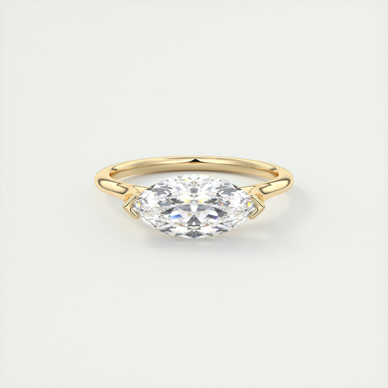 2CT East West Marquis Cut Half Bezel Solitaire Moissanite Engagement Ring