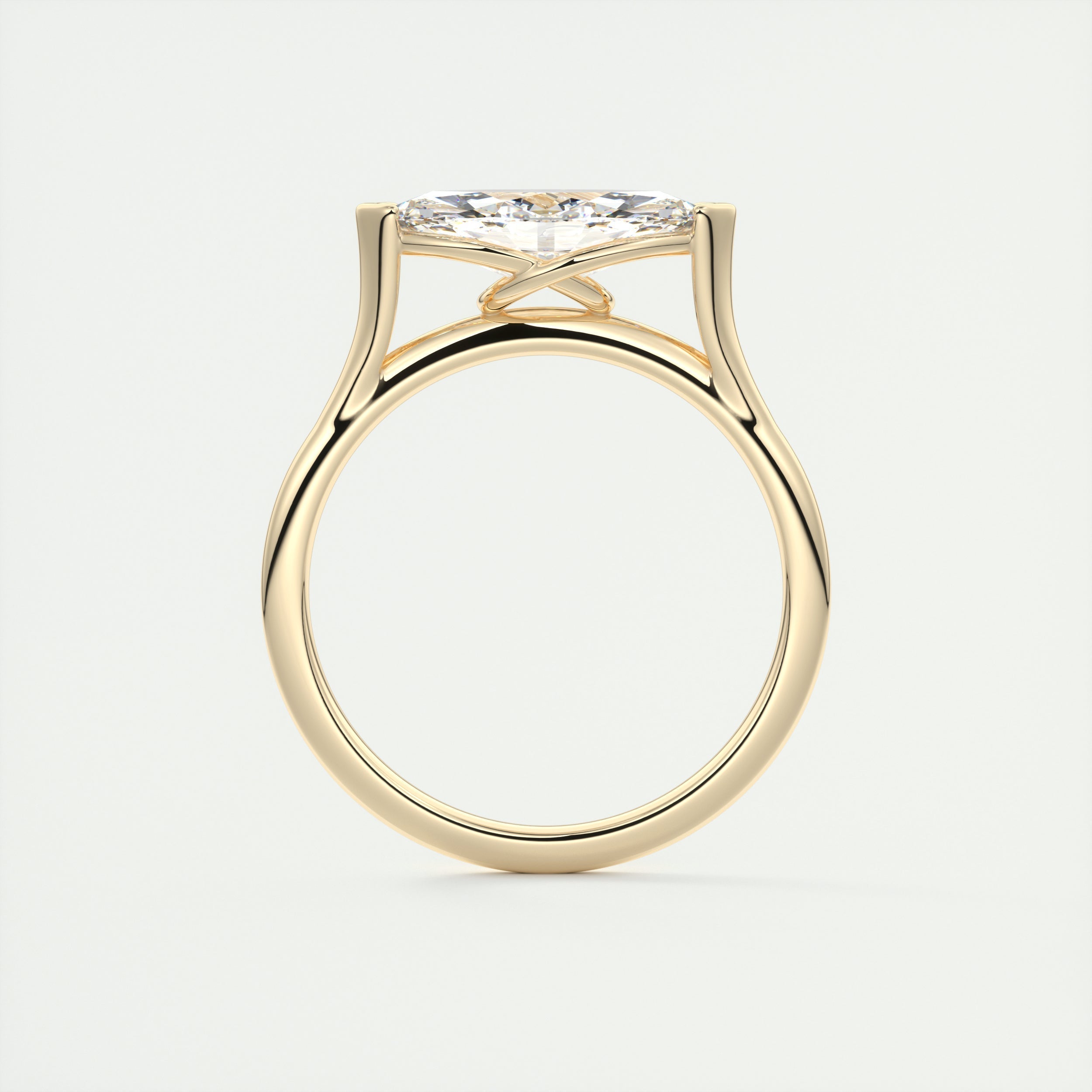 2CT East West Marquis Cut Half Bezel Solitaire Moissanite Engagement Ring