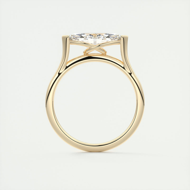2CT East West Marquis Cut Half Bezel Solitaire Moissanite Engagement Ring