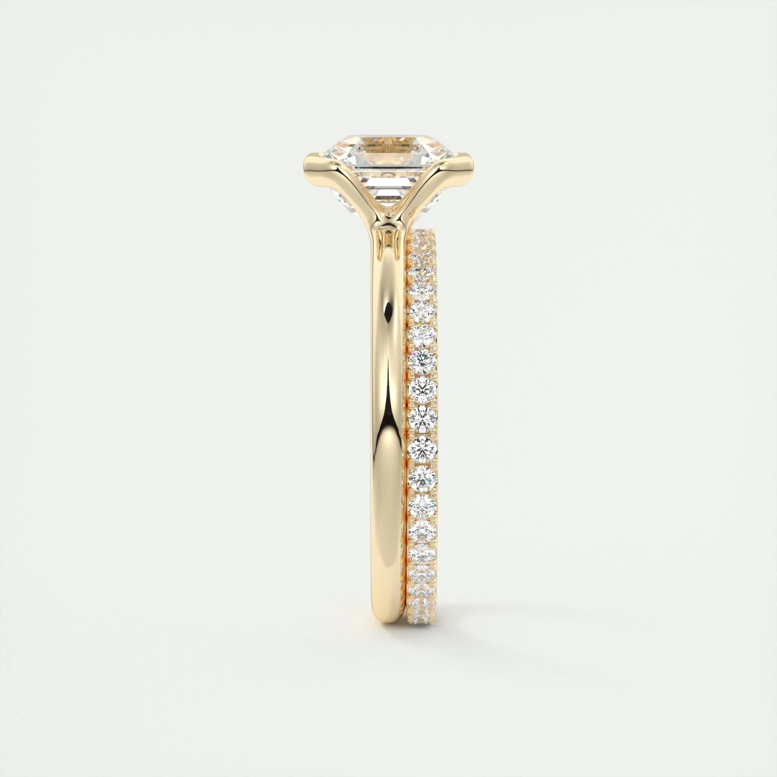 2.0 Ct Asscher Half Bezel Solitaire Moissanite Diamond Engagement Ring