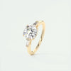 3.2 Ct Cushion Baguette Three Stone Moissanite Diamond Engagement Ring