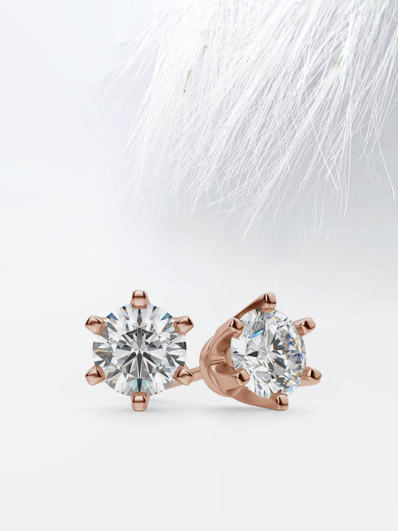 Round Cut Moissanite Stud Diamond Earrings for Women