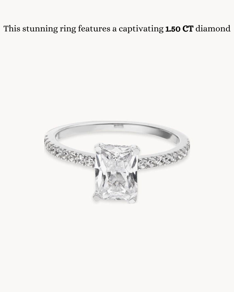 1.50 I 2.50 I 3.50 CT Radiant Cut CVD Diamond Pave Setting Engagement Ring