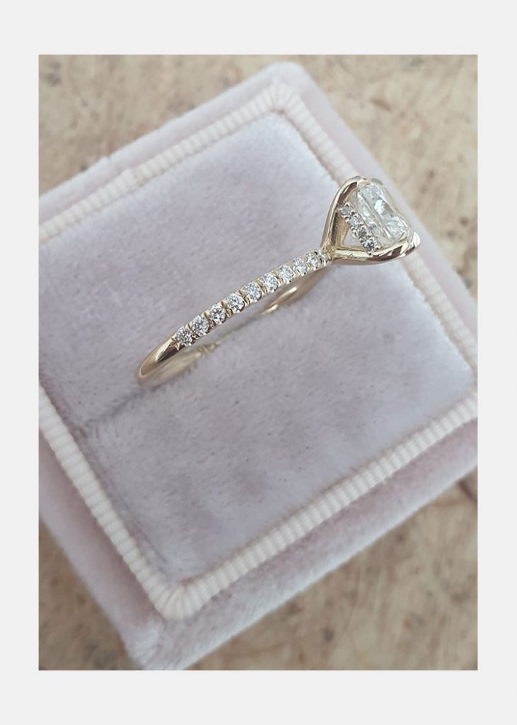 2.0ct Cushion Moissanite Hidden Halo Pave Setting Engagement Ring