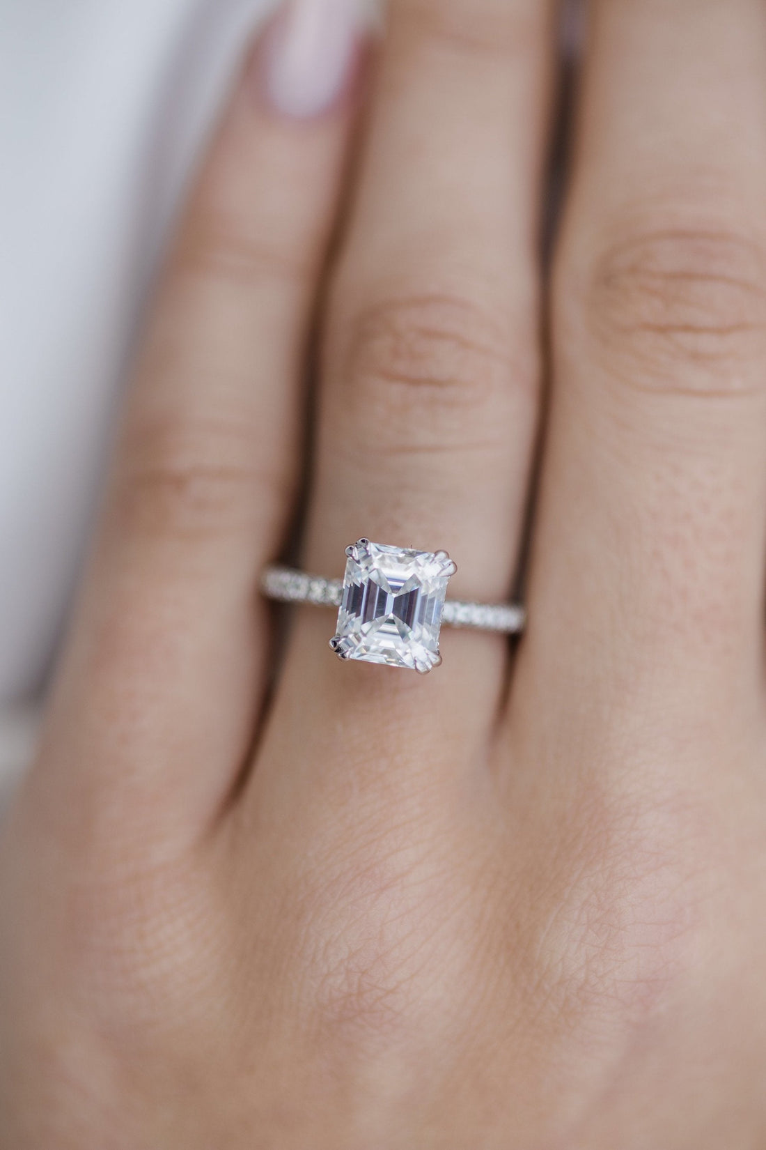 2.30CT Ascher Moissanite Hidden Halo Triple Pave Setting Engagement Ring