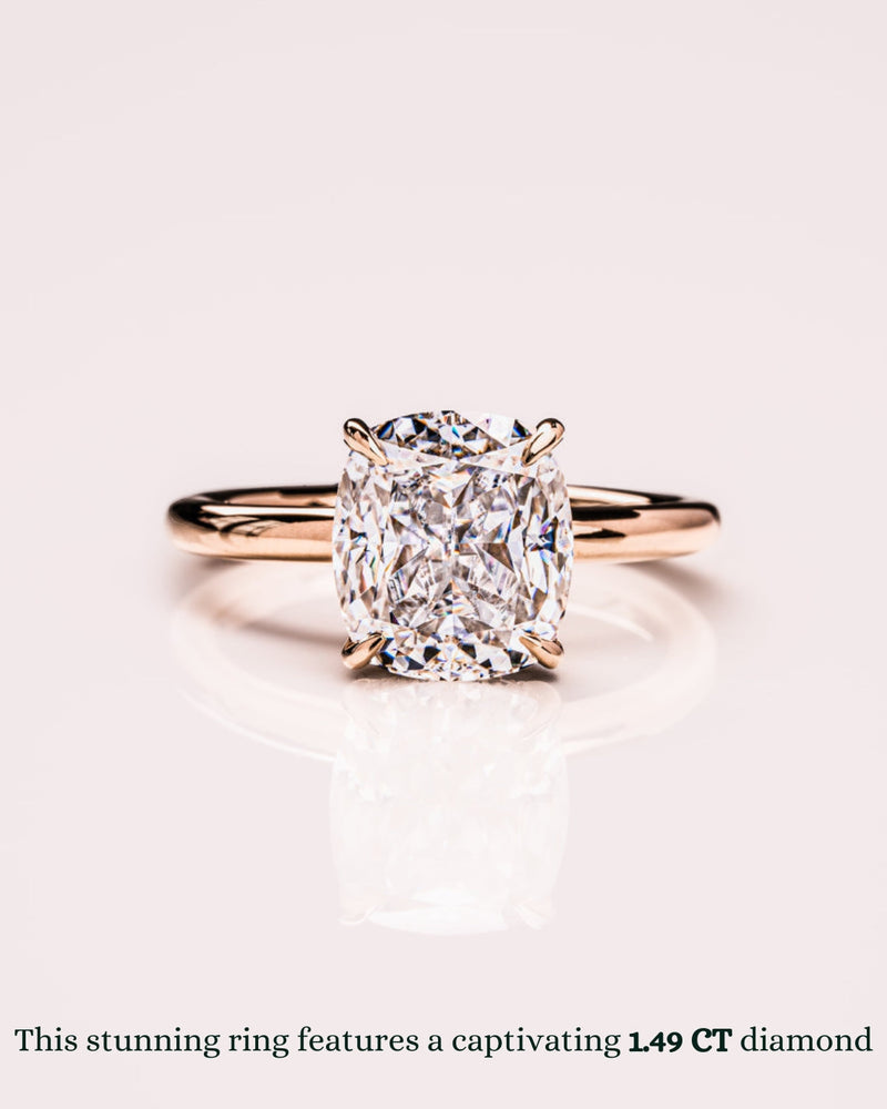 1.49-3.49 CT Cushion CVD Diamond Hidden Halo Engagement Ring