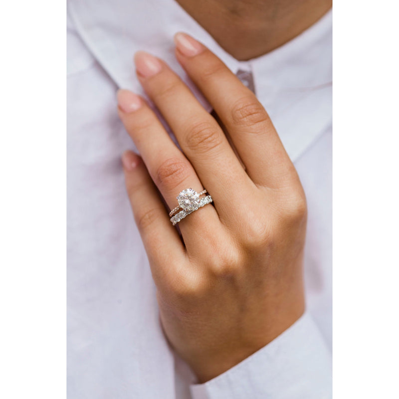 2.10CT Round Moissanite Solitaire Pave Setting Engagement Ring