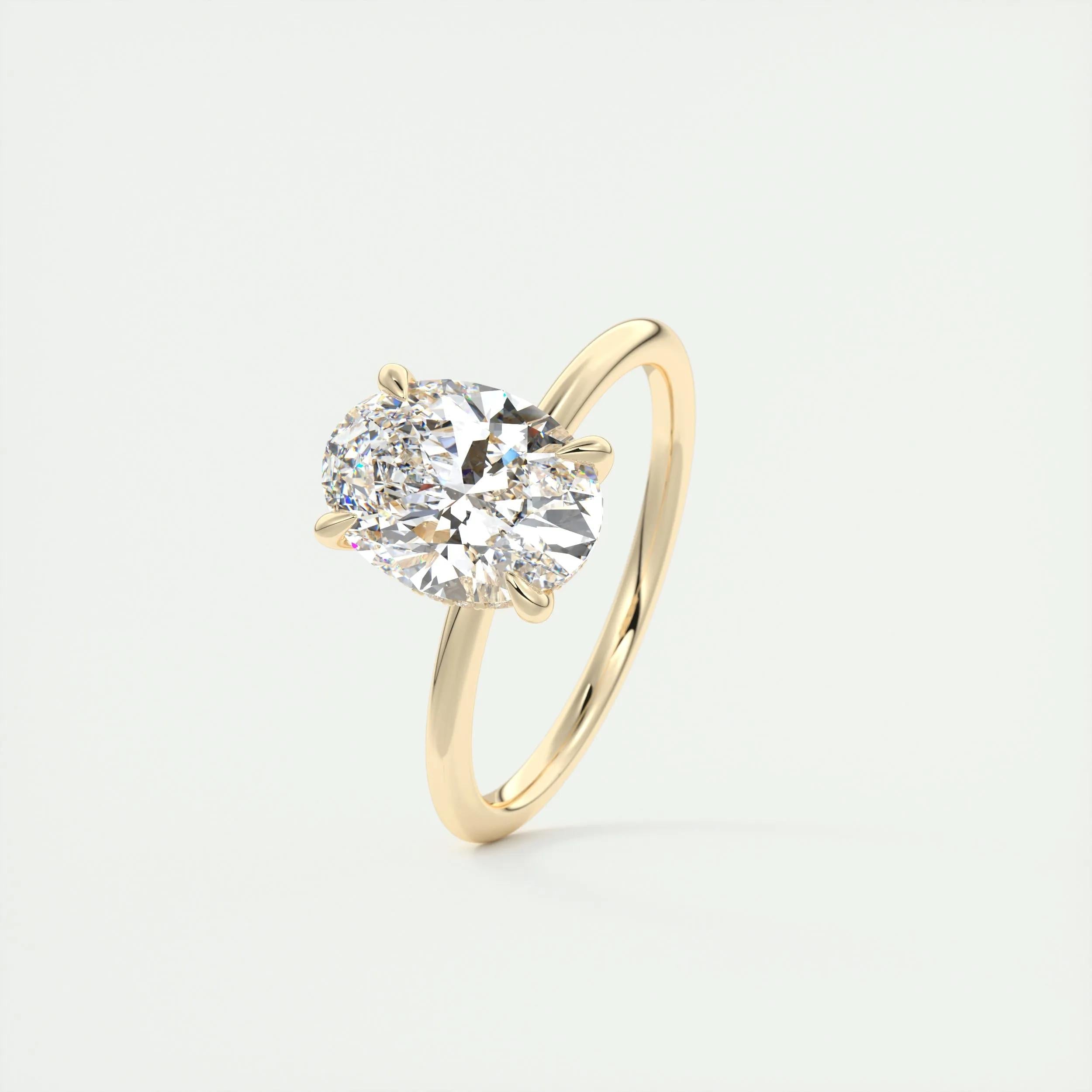 2.5 Ct Oval Solitaire With Hidden Halo Moissanite Diamond Engagement Ring