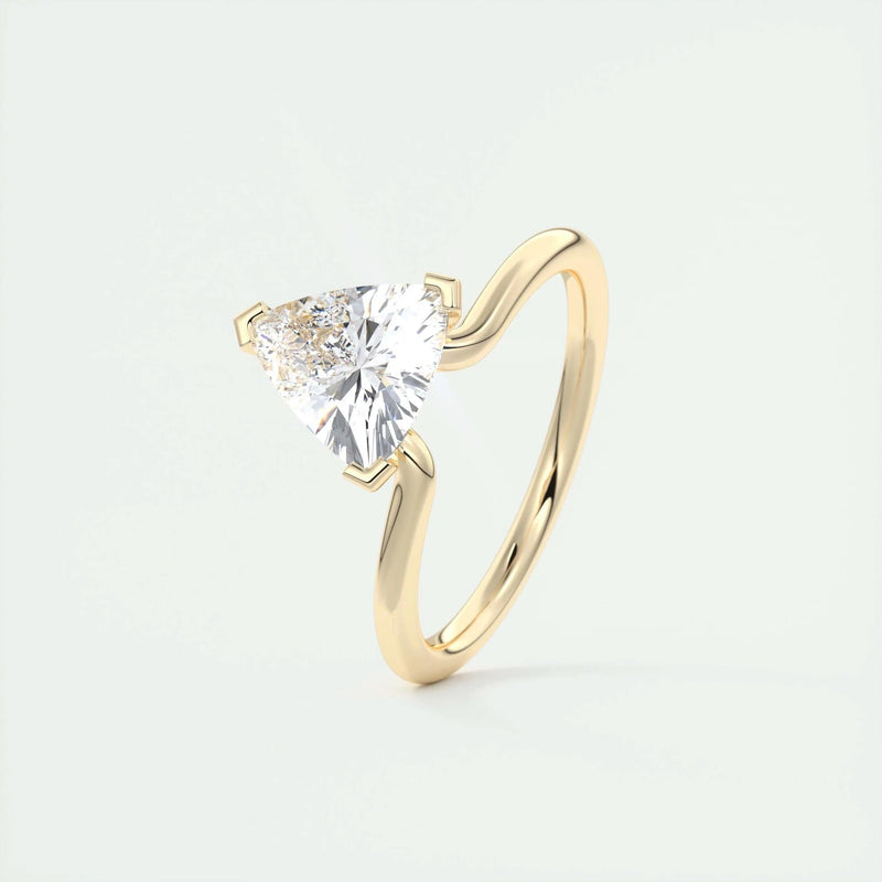 2.1 Ct Trillion Cantilever Solitaire Moissanite Engagement Ring