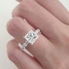 2.0ct Princess Moissanite Solitaire Pave Setting Diamond Engagement Ring