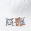 Princess Cut Moissanite Diamond Stud Earrings in 10K White Gold