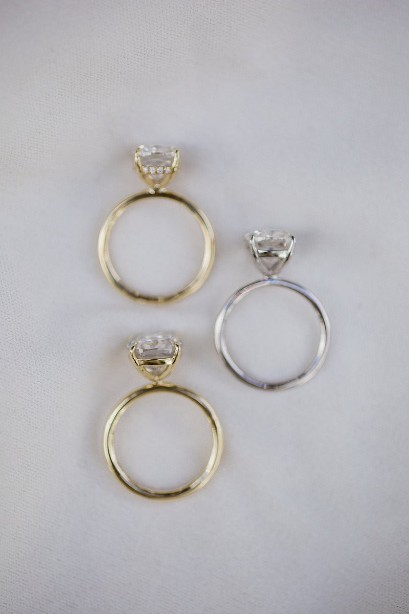 3.0CT Cushion Moissanite Solitaire Hidden Halo Setting Engagement Ring