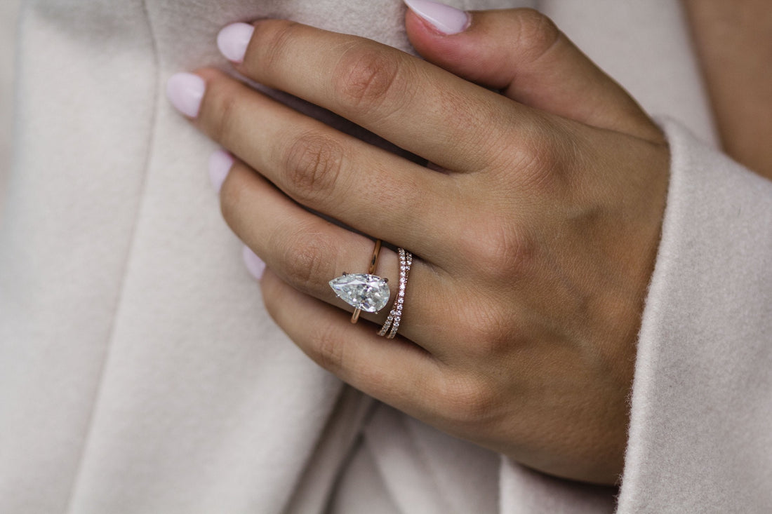 4.50CT Pear Cut Moissanite Solitaire Engagement Ring