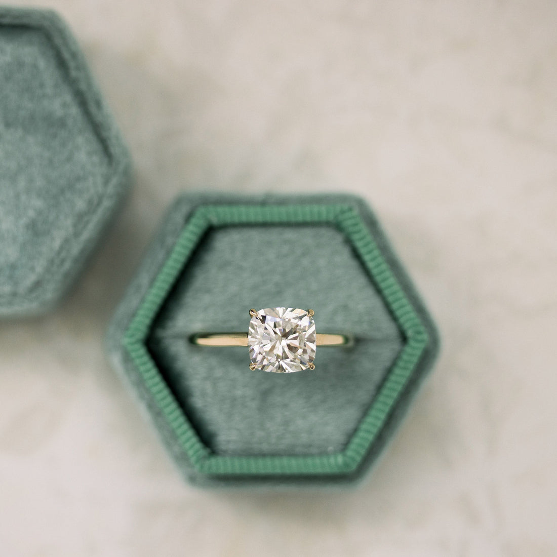 2.25ct Cushion Moissanite Solitaire Engagement Ring