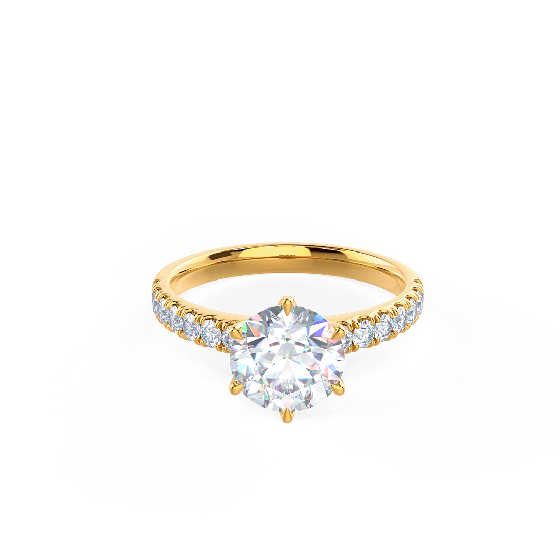 2.0CT Round Moissanite Solitaire Pave Setting Engagement Ring