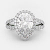 2.0ct Pear Cut Moissanite Halo Split Shank Engagement Ring