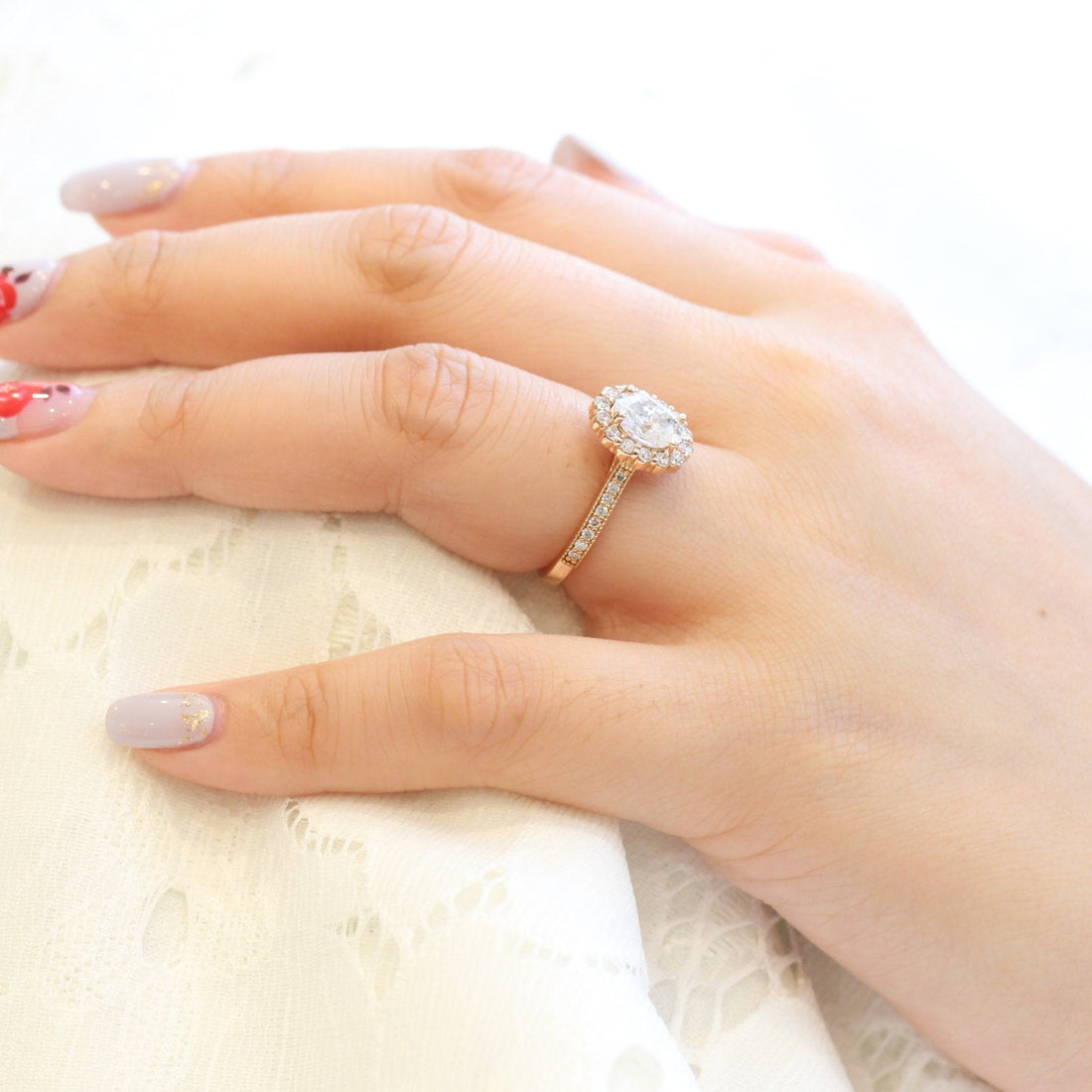 1.50CT Oval Cut Moissanite Halo Style Engagement Ring