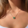 Small Colombian Emerald Solitaire Diamond Necklace for Women