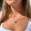 Small Colombian Emerald Solitaire Diamond Necklace for Women