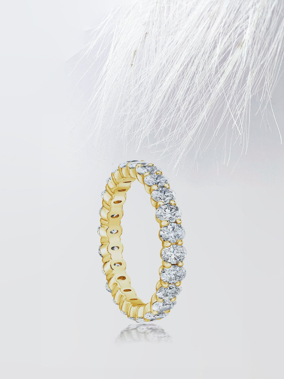 Oval Moissanite Full Eternity Diamond Wedding Band in White Gold