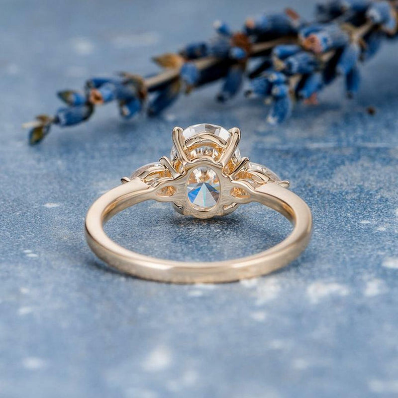 1.50CT Oval Cut Three Stone Moissanite Engagement Ring