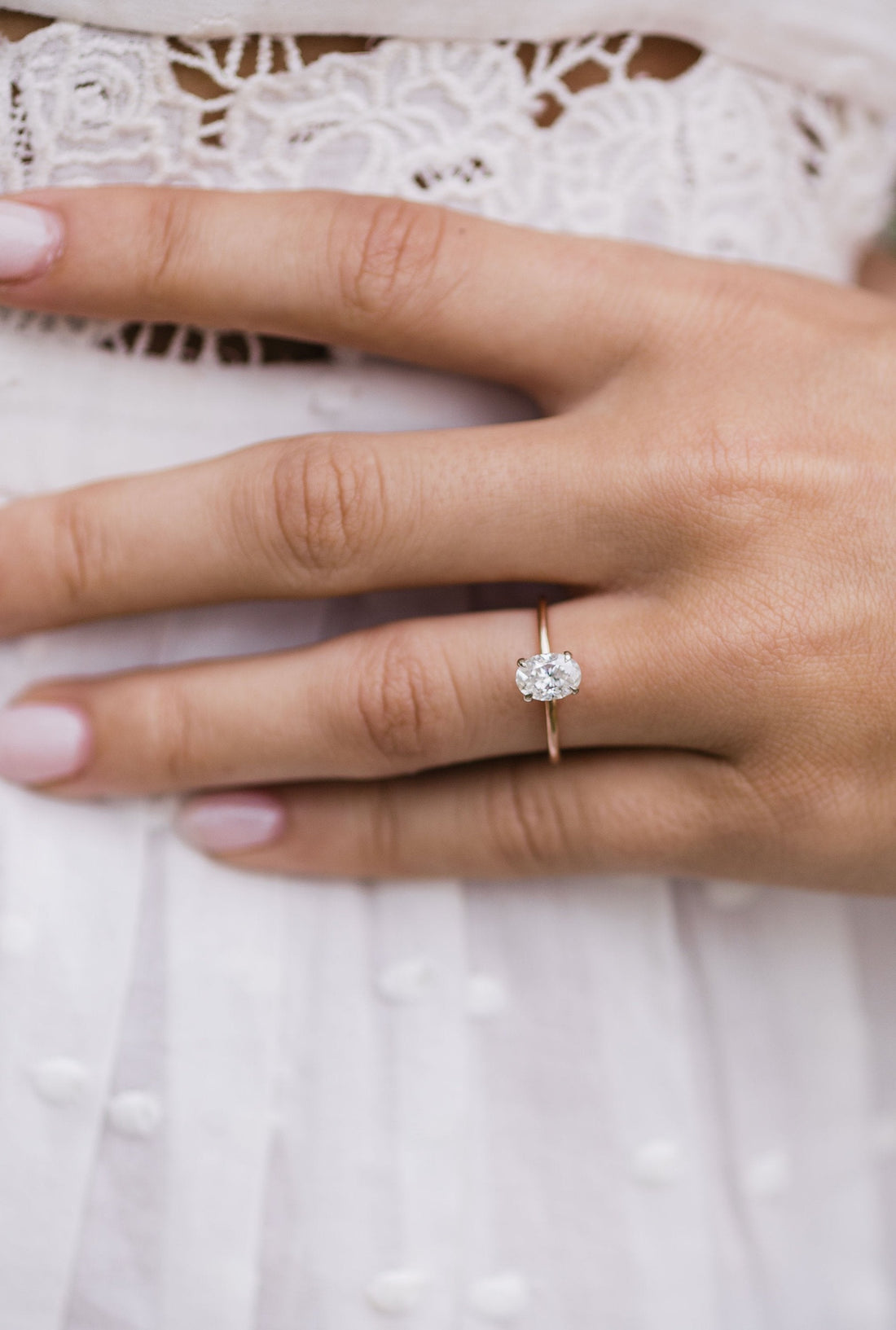 1.33CT Oval Hidden Halo 4 Prong Moissanite Engagement Ring