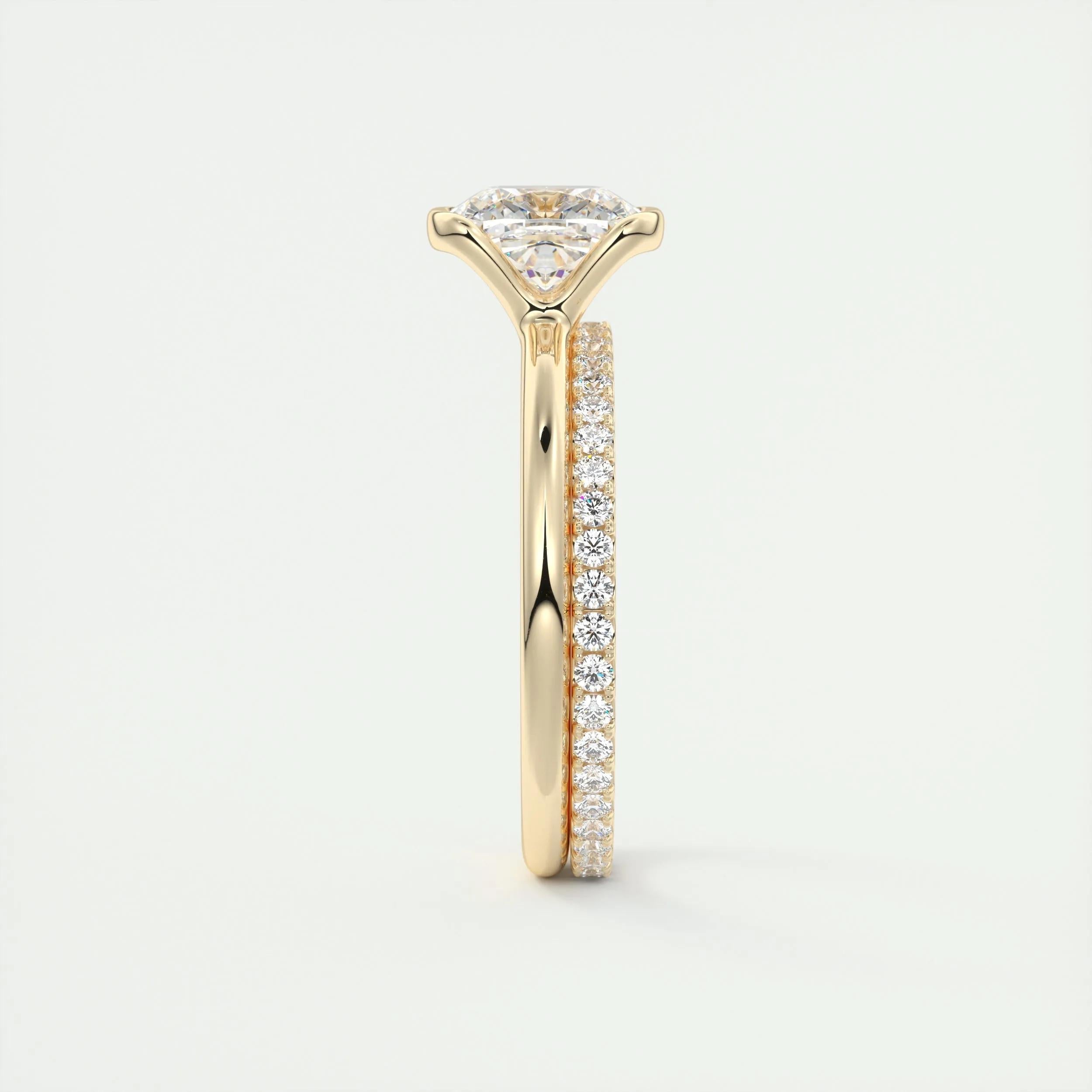 2.0 Ct Cushion East West Half Bezel Solitaire Moissanite Engagement Ring