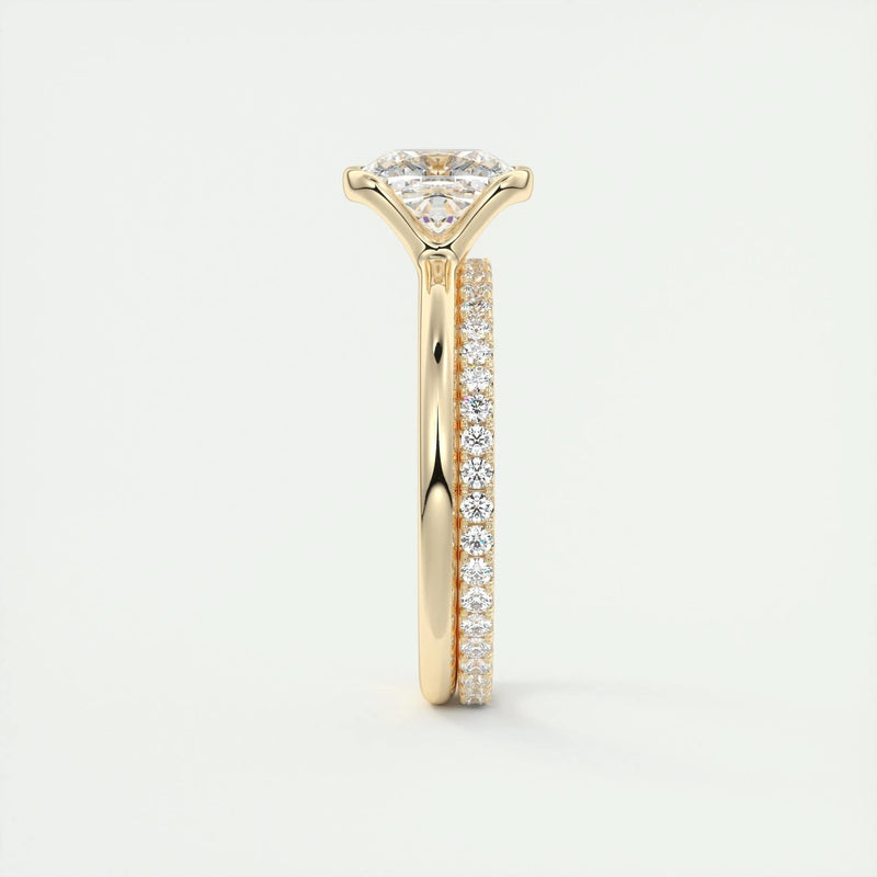 2.0 Ct Cushion East West Half Bezel Solitaire Moissanite Engagement Ring