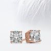 Cushion Cut Moissanite Tulip Set Diamond Earrings in 18K Gold