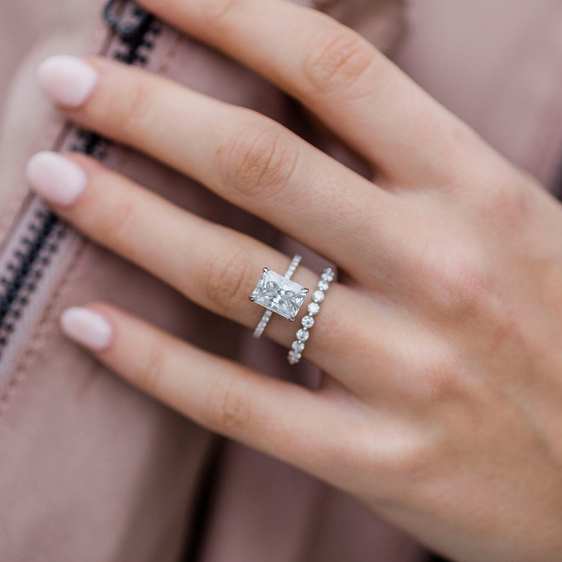 2.70CT Radiant Moissanite Hidden Halo Pave Setting Engagement Ring