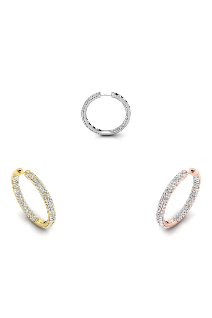 Round Cut Moissanite Diamond Three Side  Hoops Earrings for Her