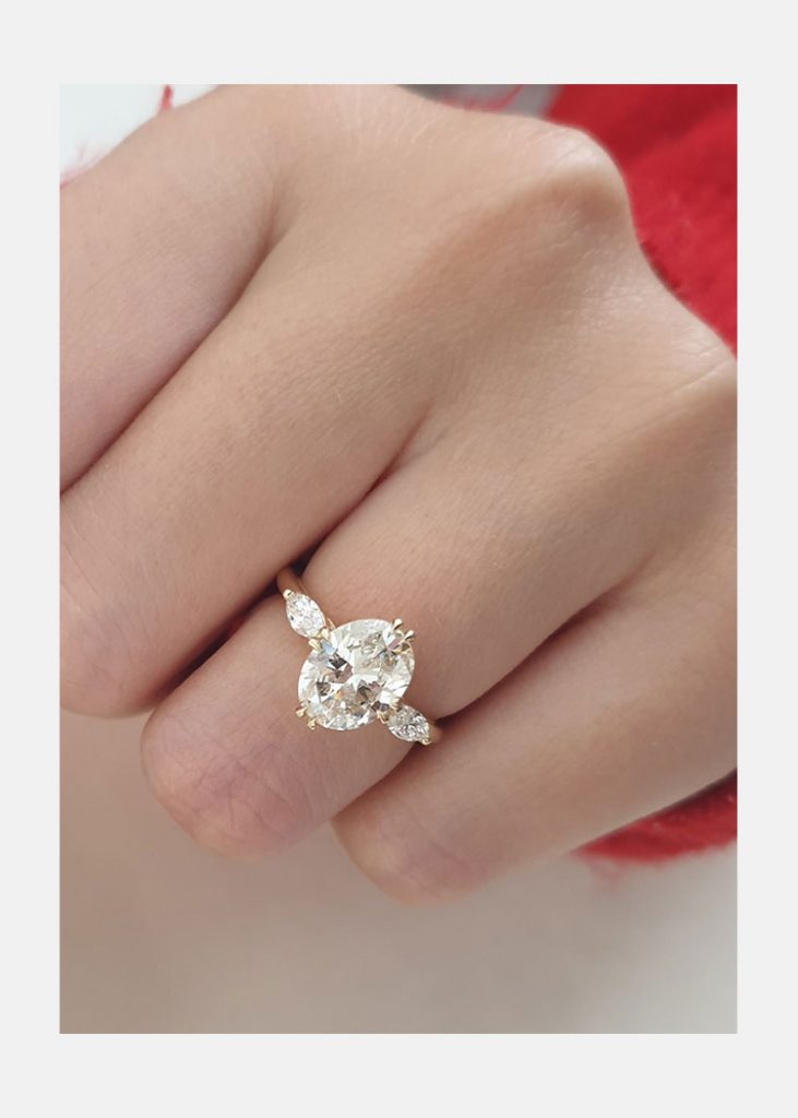 1.50CT Oval Cut Moissanite 3 Stones Engagement Ring