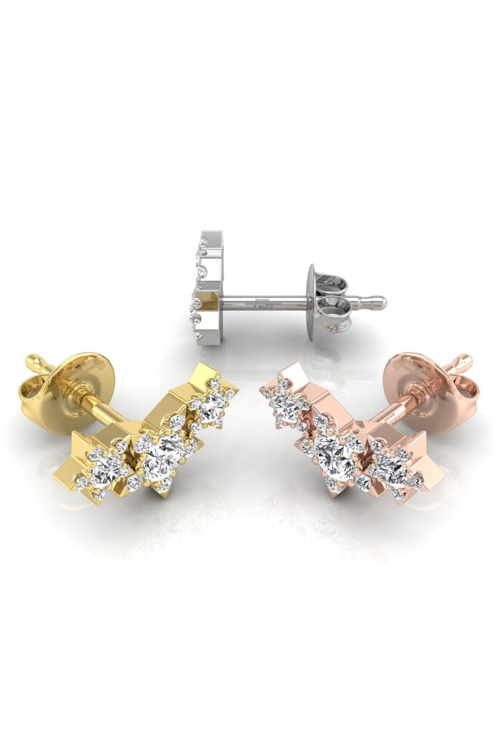 Round Cut Three Stone Diamond Moissanite Earrings for Women