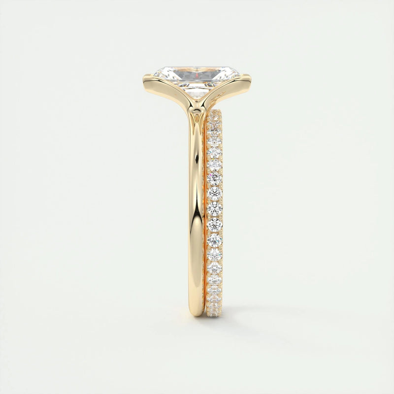 2.0 Ct Radiant Half Bezel Solitaire Moissanite Engagement Ring