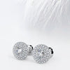 Round Cut Moissanite Double Halo Diamond Earrings in White Gold