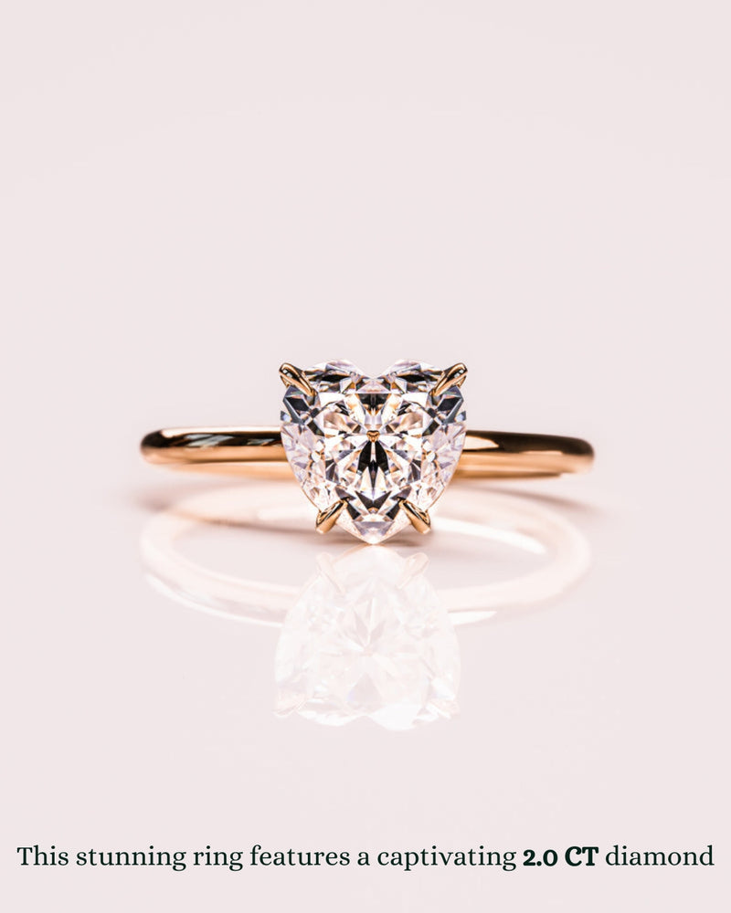 1.0 - 3.0 CT Heart  CVD Diamond Solitaire Engagement Ring
