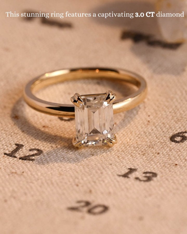 1.0-3.0 CT Emerald CVD Diamond Solitaire Engagement Ring