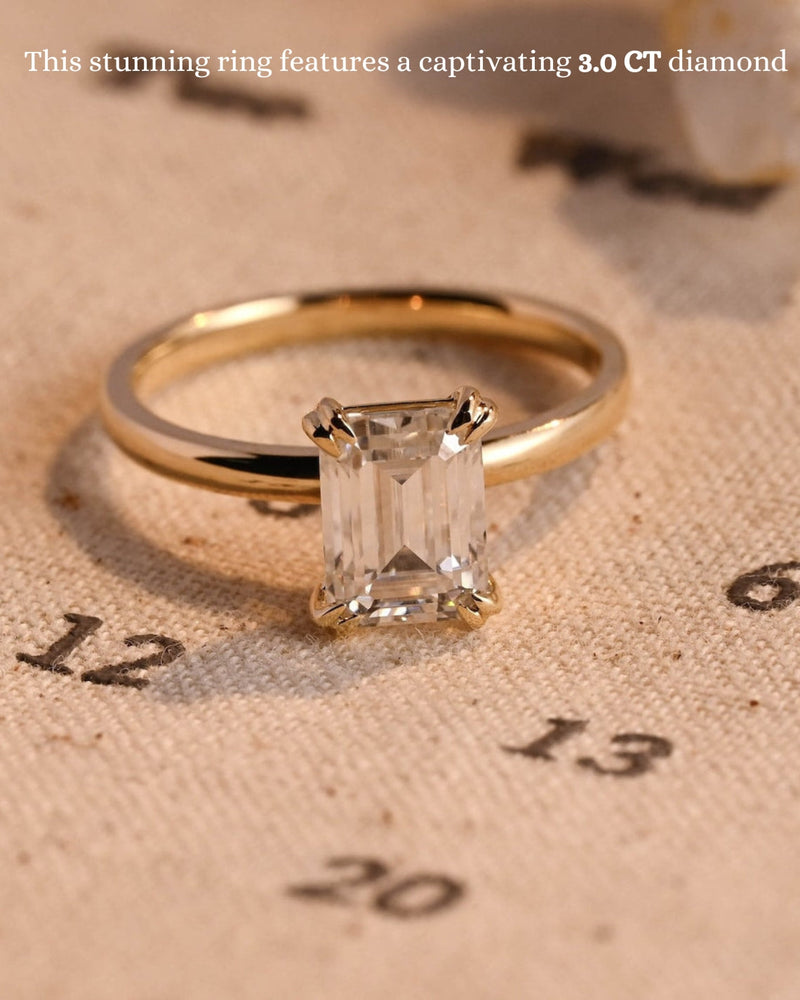 1.0-3.0 CT Emerald CVD Diamond Solitaire Engagement Ring