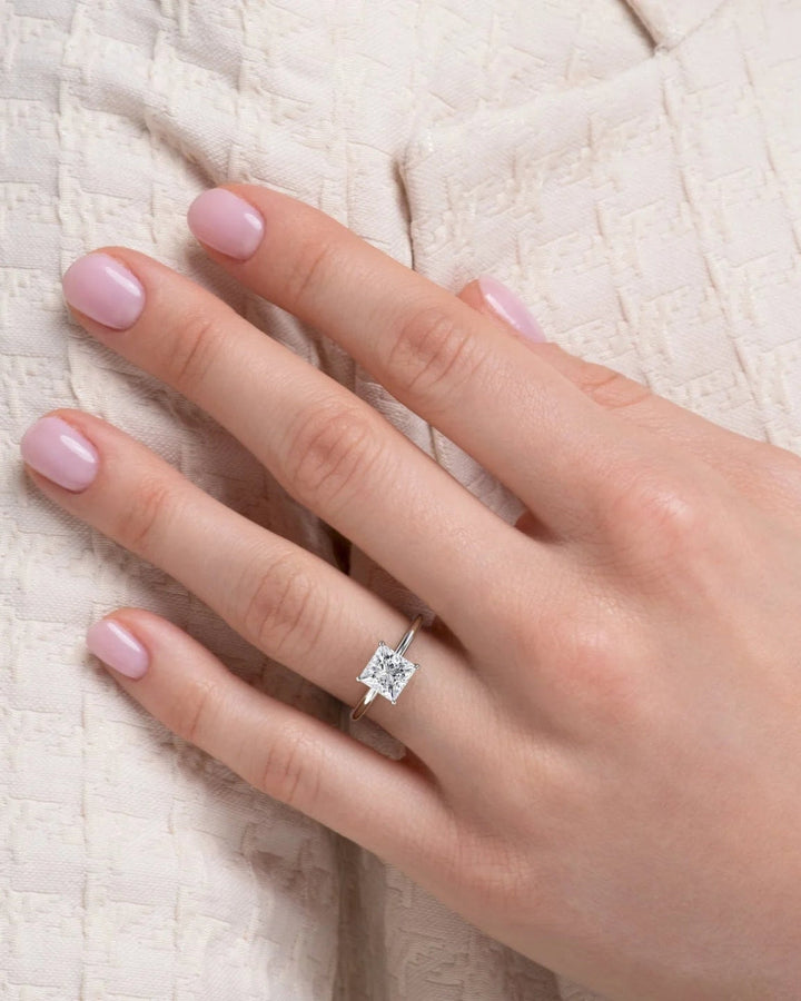 2.0 -4.0 CT Shape Princess Solitaire setting Engagement Ring